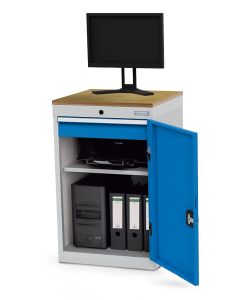 Bedrunka+Hirth Computerschrank stationär, Tiefe 500 mm, 1 x Schublade, 1 x Fachboden, 1 x Flügeltüre Maße in mm (BxTxH): 530 x 500 x 850