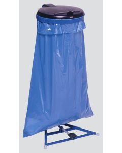 VAR Müllsackständer mit Fußpedal, KS-Deckel schwarz  - 120 Liter - RAL 5010 Enzianblau 10205