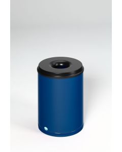 VAR Papierkorb feuersicher, Löschkopf schwarz - 50 Liter - RAL 5010 Enzianblau 3161