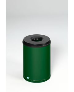 VAR Papierkorb feuersicher, Löschkopf schwarz - 50 Liter - RAL 6001 Smaragdgrün 3165
