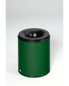 VAR Papierkorb feuersicher, Löschkopf schwarz - 80 Liter - RAL 6001 Smaragdgrün 3176