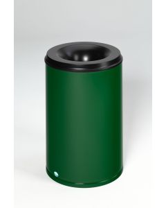 VAR Papierkorb feuersicher, Löschkopf schwarz - 110 Liter - RAL 6001 Smaragdgrün 3185