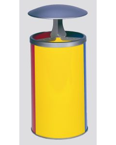 VAR Wertstoffstation 3-fach, mit Dach, gelb, blau, rot   - je 30 Liter = 90 Liter -  3661