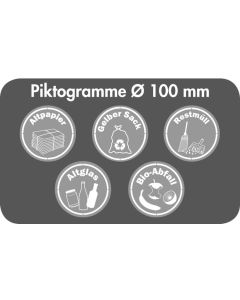 Stumpf Zubehör: Piktogramm-Set, Durchm. 100 mm, weiß, 5 Stück