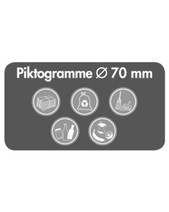 Stumpf Zubehör: Piktogramm-Set, Durchm. 70 mm, weiß, 5 Stück 