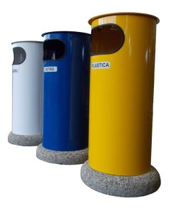 Abfallbehälter Alghero Betonsockel RAL 5010 Enzianblau