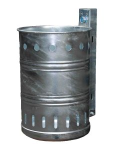 Renner Abfallbehälter ca. 20 L, gelocht, zur Wand- und Pfostenbefestigung verzinkt