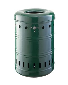 Renner Springdeckel-Abfallbehälter ca. 35 L, gelocht, zur Wand- und Pfostenbefestigung verzinkt