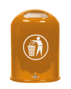 Renner Abfallbehälter oval, ca. 45 L Inhalt, mit Bodenentleerung und Federklappe gelb / orange