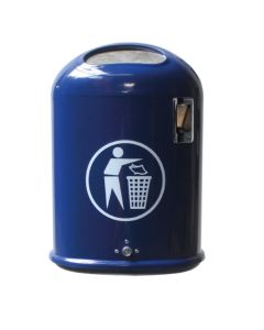 Renner Abfallbehälter oval, ca. 45 L Inhalt, inkl. Ascher, mit Bodenentleerung und Federklappe blau