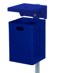 Renner Rechteck-Abfallbehälter ca. 40 L (mit Ascher), geeignet zur Wand- und Pfostenbefestigung blau