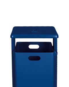 Renner Rechteck-Abfallbehälter 40 L (inkl. Ascher), mit abgerundeter Haube (t=3 mm) blau