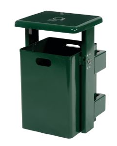 Renner Rechteck-Abfallbehälter ca. 40 L (inkl. Ascher), geeignet für Wand- und Pfostenbefestigung grün