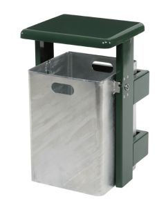Renner Rechteck-Abfallbehälter ca. 40 L (inkl. Ascher), geeignet für Wand- und Pfostenbefestigung grün