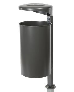 Renner Stand-Abfallbehälter ca. 55 L, inkl. Ascher, mit 2-tlg. Quadratrohrpfosten zum Einbetonieren anthrazit / grau