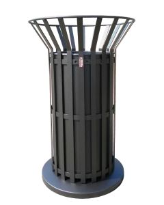 Abfallbehälter Corona Stahlsockel RAL 9005 Tiefschwarz