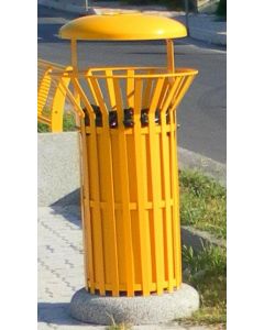 Abfallbehälter Corona Smog Betonsockel RAL 1003 Signalgelb