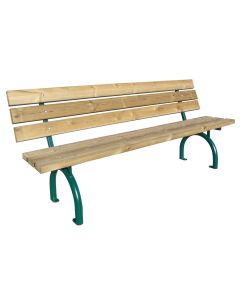 Sitzbank Riviera; Rückenlehnemit Holzbelattung verzinkt; pulverbeschichtet RAL 6001 Smaragdgrün