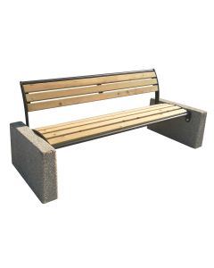 Sitzbank Tauri Classic Holz; Rückenlehne; Betonsockel verzinkt; pulverbeschichtet RAL 9005 Tiefschwarz