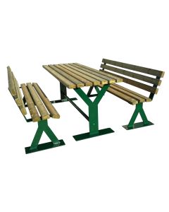 Set Space aus Holz/Stahl, verzinkt; pulverbeschichtet RAL 6001 Smaragdgrün
