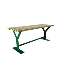 Tisch Space aus Holz/Stahl, verzinkt; pulverbeschichtet RAL 7035 Lichtgrau