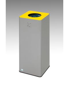 VAR Abfallbehälter WSG Quadro 79, silber besch., Aufsatz gestanzt,gelb (1023) besch. - 81 Liter - Silber 21307