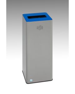 VAR Abfallbehälter WSG Quadro 79, silber besch., Aufsatz gestanzt, enzianblau (5010) - 81 Liter - Silber 21309