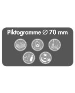 Stumpf Zubehör: Piktogramm-Set, Durchm. 70 mm, weiß, 5 Stück 